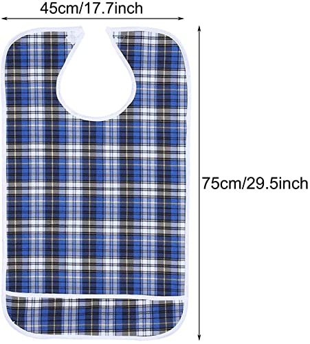[Australia] - Adult Reusable Washable Meal Bibs, 2 Colors Adjustable Waterproof Bib Snap with Crumb Catcher(blue) Red 