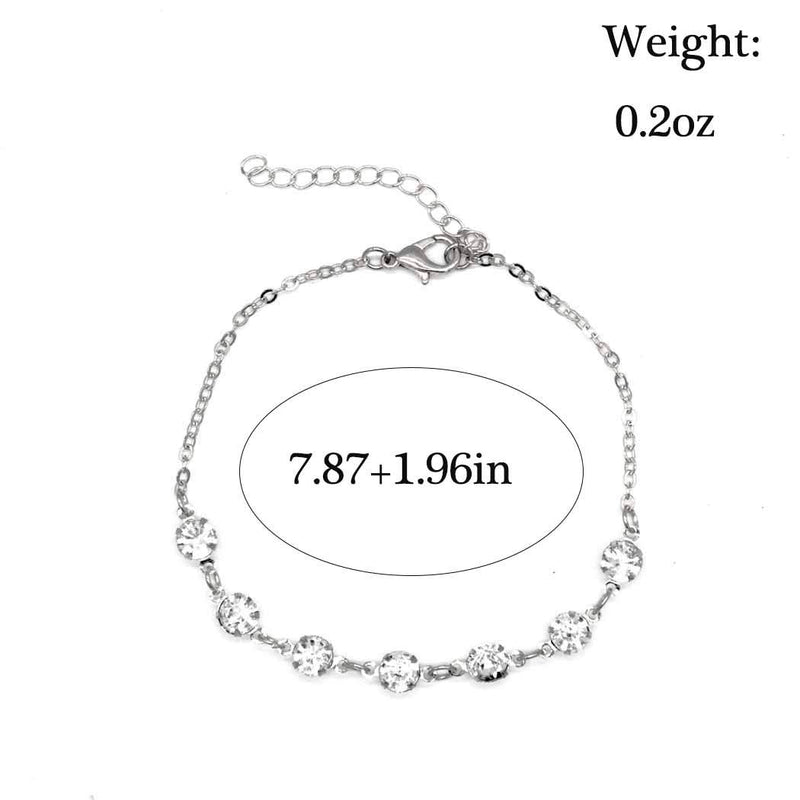 [Australia] - Jeweky Boho Crystal Anklets Silver Ankle Bracelets Chain Beach Foot Jewelry for Women and Girls 