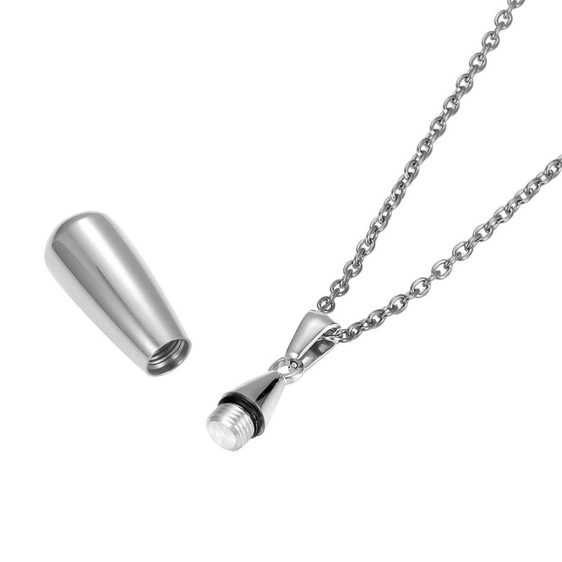 [Australia] - Gisunye Cremation Urn Necklace for Ashes Teardrop Pendant Stainless Steel Keepsake Waterproof Memoria Locket with Fill Kit and Gift Box N-4 