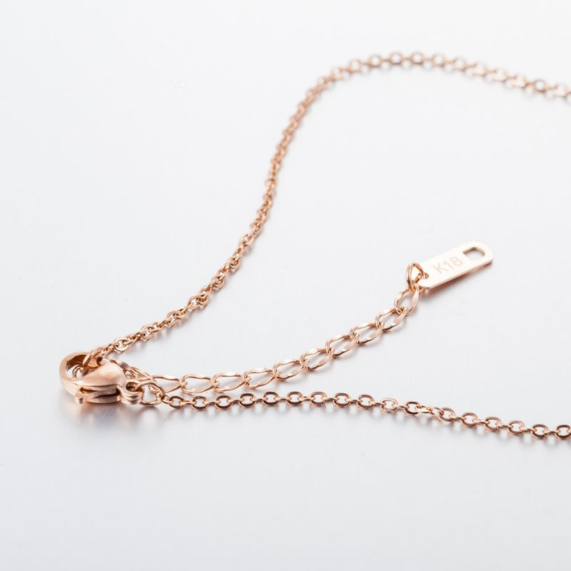 [Australia] - Stainless Steel Sliding Float Heart Shaped Charm Necklace Single Heart-Rose Gold 