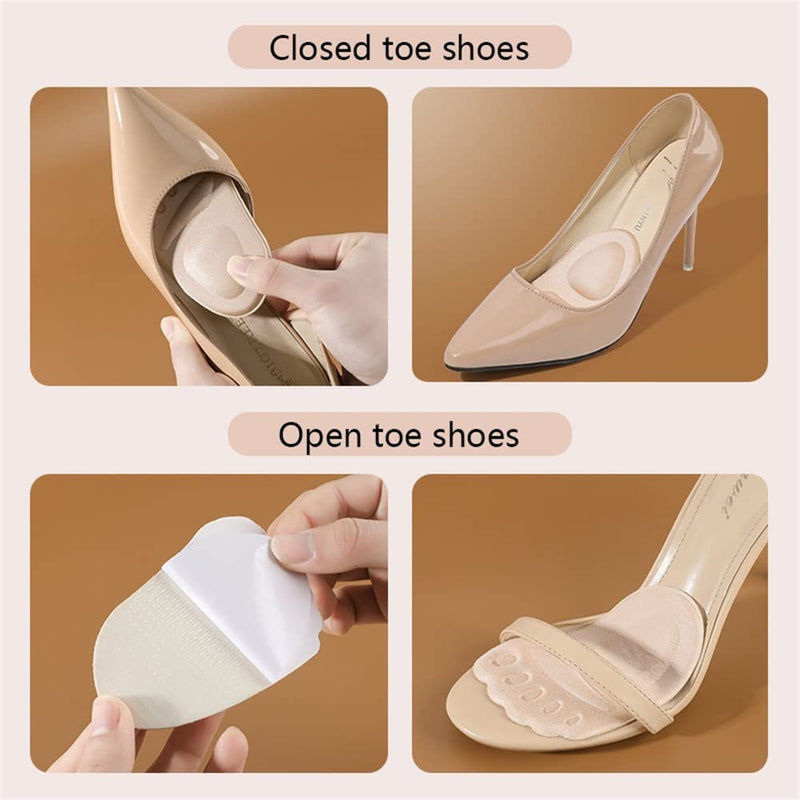 [Australia] - Metatarsal Pads for Women Forefoot High Heels Shoes Insoles Thickened Anti-Sliding Pads Shock Cushioning Foot Pad Shoe Inserts 4 Pairs（Black + Beige） 