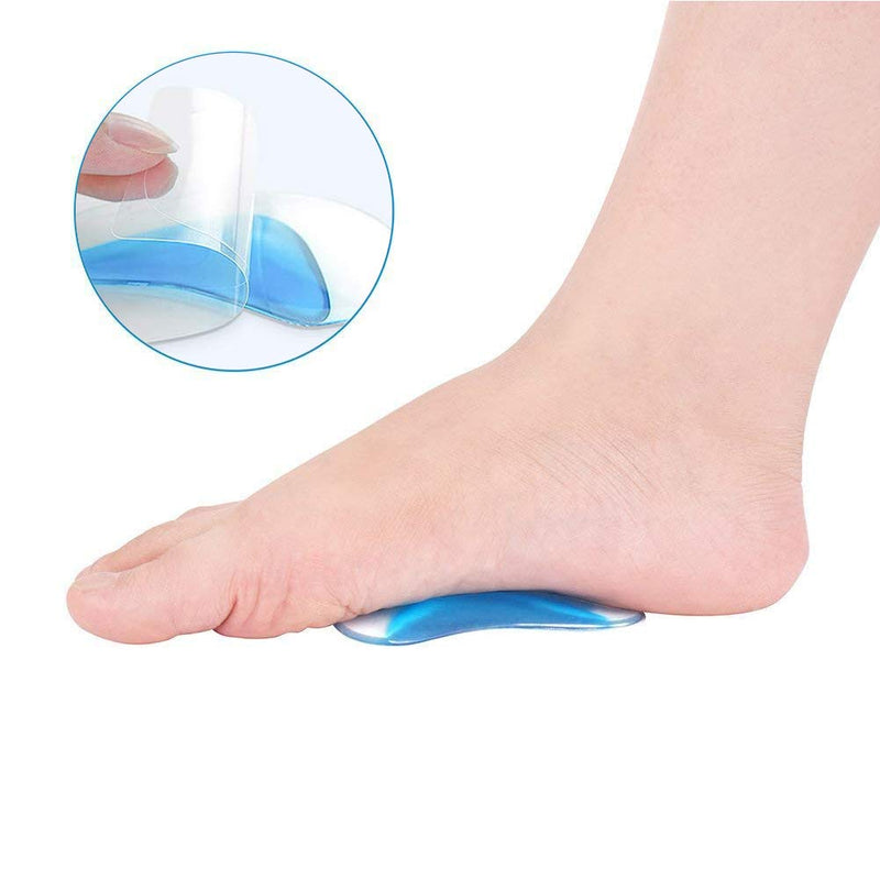 [Australia] - 2 Pairs Gel Arch Support Insoles, Silicone Orthopedic Flat Feet Orthotic Arch Support Insoles Plantar Fasciitis Shoe Arch Support Gel High Heel Inserts Cushion Pads for Women Men (Blue) 2 Pairs 
