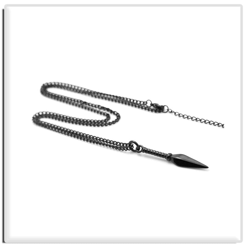 [Australia] - Xusamss Fashion Titanium Steel Spear Pendant Necklace,22" Link Chain Plated Black Steel Spear 