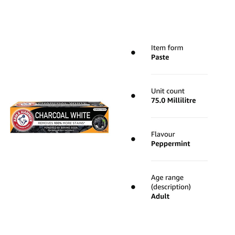 [Australia] - Arm & Hammer Charcoal White Toothpaste, 75ml 