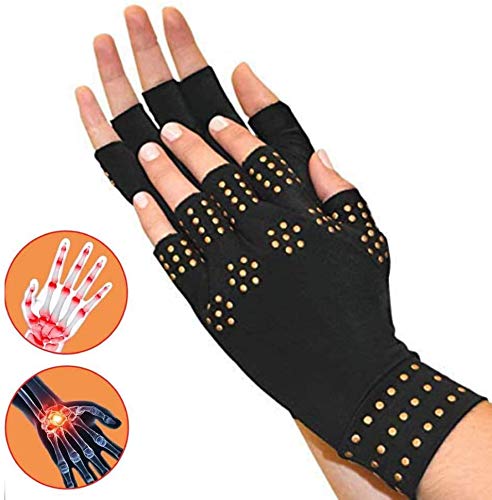 [Australia] - Compression Arthritis Gloves - Magnetic Anti-Arthritis Fingerless Health Therapy Gloves Copper Infused Arthritis Gloves, Compression Therapy, Increases Blood Flow for Women and Men(1 Pair) 