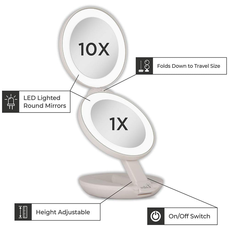 [Australia] - Zadro Dual LED Lighted 10X/1X Magnification Travel Mirror, White 