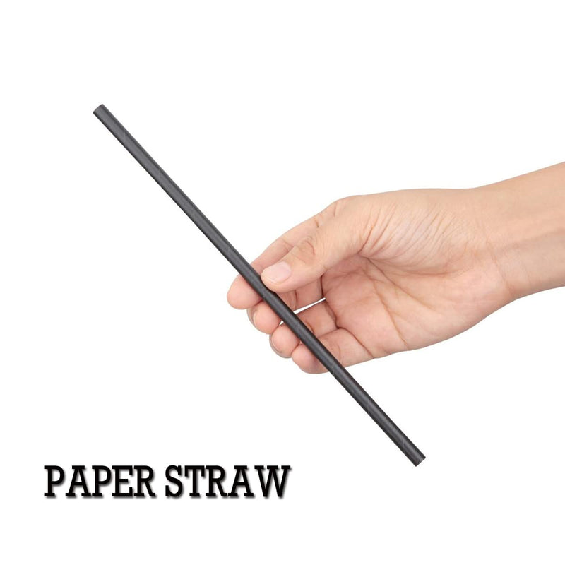 [Australia] - ShreeFit Paper Straws Pack of 200 Drinking Straw Biodegradable Eco-Friendly Highly Durable Food Safe Suitable for All Occasions (Black) 