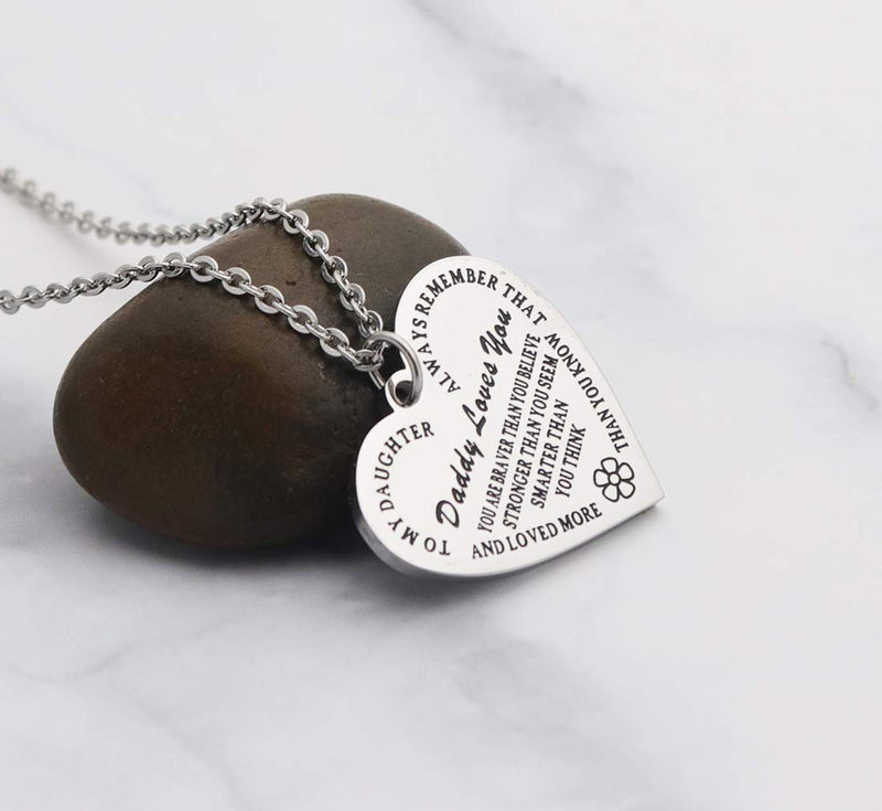 [Australia] - Eilygen Daddy to My Daughter Necklace Daughter Heart Pendant Necklace Inspirational Jewelry Gifts for Daughter from Dad Daughter Gift Daddy to My Daughter Necklace 1 