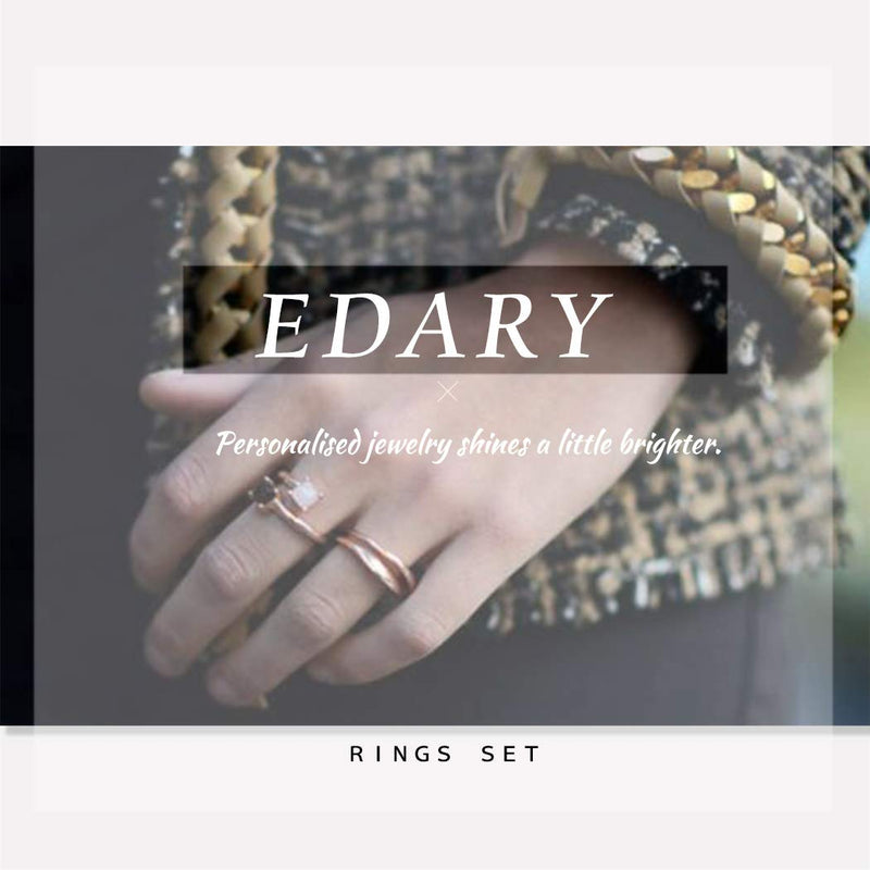 [Australia] - Edary Vintage Carved Joint Knuckle Rings Crystal Rings Set Stackable Rings for Women and Girls Style 1 