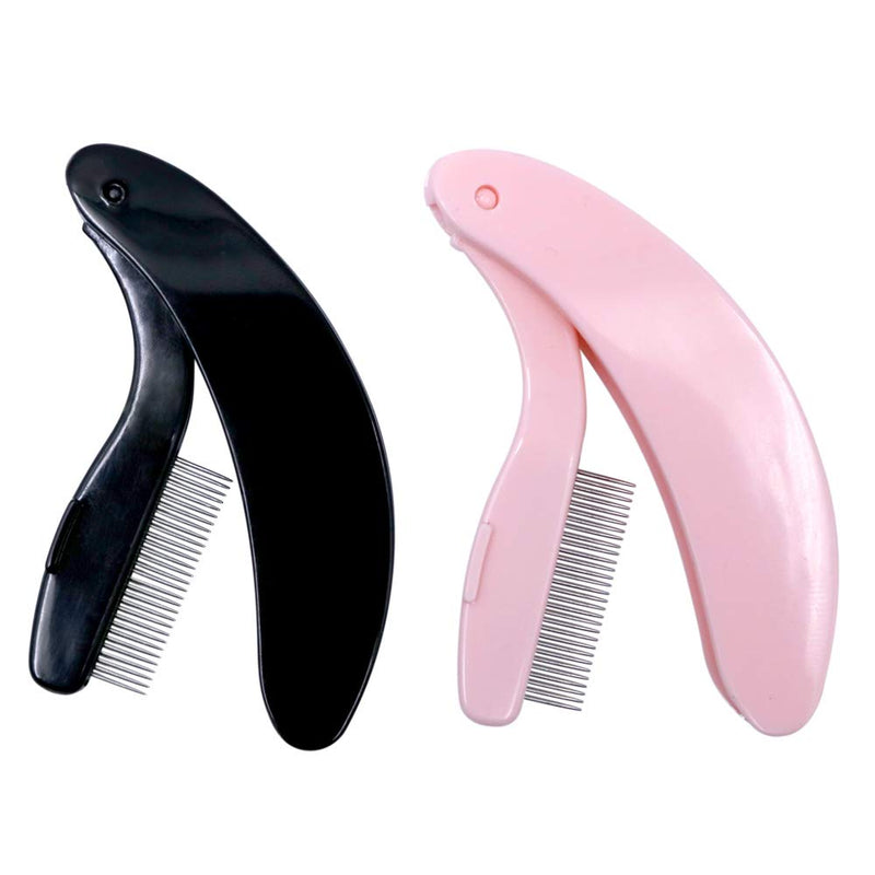 [Australia] - G2PLUS Folding Eyelash Comb, 4 PCS Eyebrow Comb Metal Teeth, Professional Tool for Define Lash & Brow 