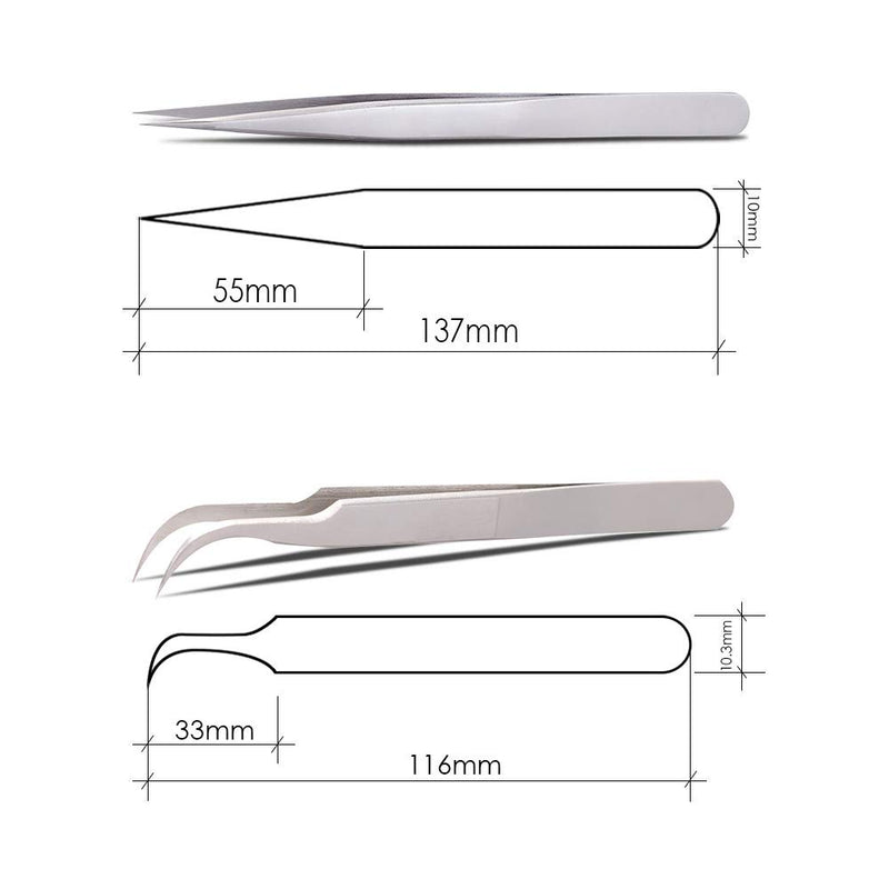 [Australia] - 00-SA Eyelash Extensions Tweezers VETUS Straight Pointer Pointed Tip Eye Lash Tweezers for Isolation False Classic Volume Mink Individual Lashing Tweezer Precision Professional Tools by EMEDA 00-SA 