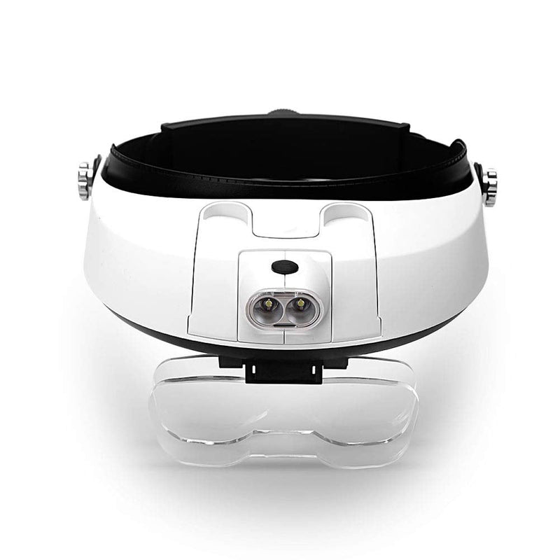 [Australia] - AZFUNN 1X to 6X Headband Magnifier, Head Mount Magnifying Glass with LED Light for Close Work Jewelers Loupe Eyelash Extensions Watch Repair 