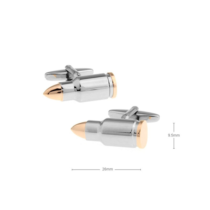 [Australia] - Dress Rifle Gun Bullet Silver Rose Gold Cufflinks Wedding Party Gift Men Shirt 