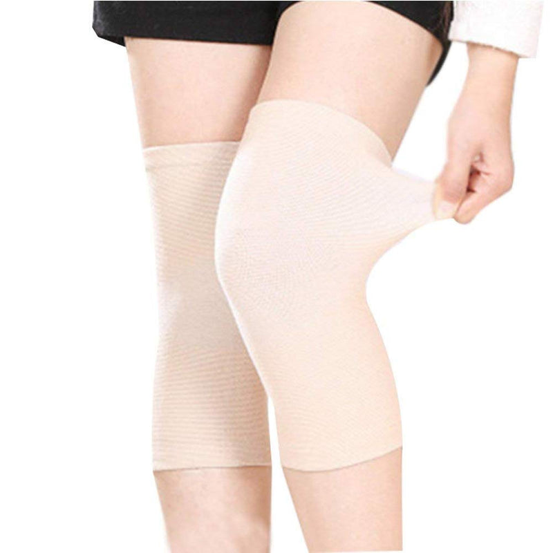 [Australia] - 1 Pair Bamboo Fabric Knee Compression Sleeves Knee Support for Joint Pain & Arthritis Pain Relief, Elastic Knee Brace for Sports, Fits Men & Women Beige Small 