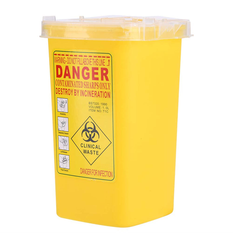 [Australia] - Nikou Yellow Biohazard Bin Needle Disposal Sharps Box For Cartridges, Tattoo Medical Plastic Sharps Container, Waste Box 1 Litre (Color: Yellow) 