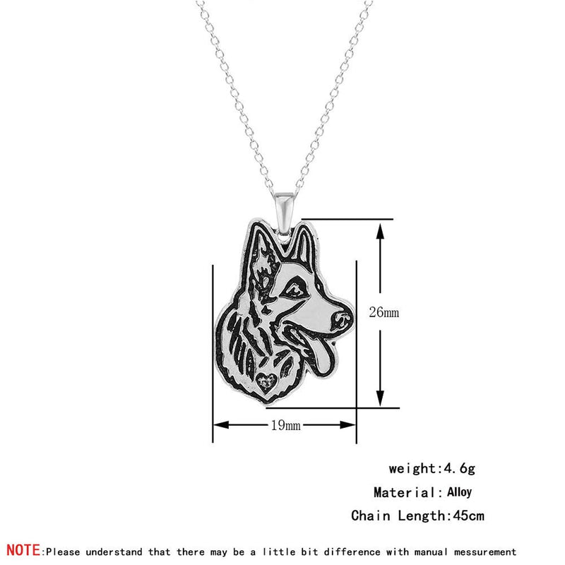 [Australia] - JczR.Y Vintage Punk Wolf Head Pendant Necklace Retro Original Animal Wolf Sweater Chain Necklace for Men Norse Viking Arrow Headed Amulet Jewelry H:German Shepherd 