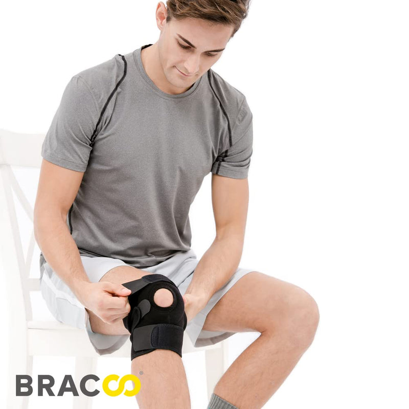 [Australia] - Bracoo Adjustable Compression Knee Patellar Tendon Support Brace for Men Women - Arthritis Pain, Injury Recovery, Running, Workout, KS10 (Black) Black 