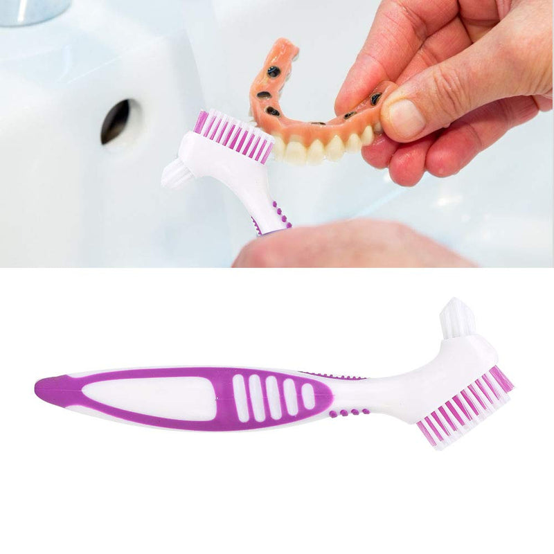 [Australia] - 2pcs Double Bristle Head Denture Cleaning Brush Set, Toothbrush Denture Portable Ergonomic Multi-Layered Bristles False Teeth Brush for Denture Care and Retainer Cleaning 