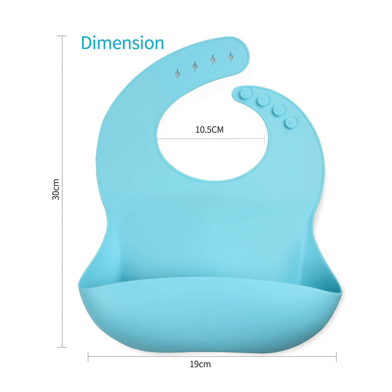 [Australia] - GODR7OY Bibs Baby Bibs, Soft and Foldable Weaning Bibs, Light Adjustable Bib with Wide Food Crumb Catcher Pocket, 3PCS Silicone Bibs for Babies M Grenn, Blue & Pink 