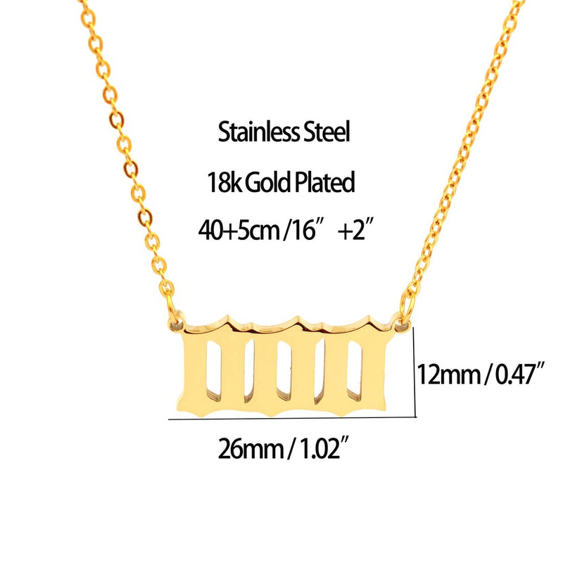 [Australia] - Angel Number Necklace For Women, Gold Plated Dainty 111 222 333 444 555 666 777 888 999 Pendants Choker Chain Numerology Jewelry 000-Gold 