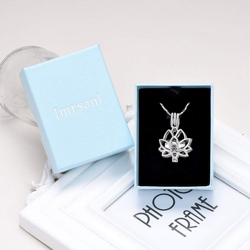 [Australia] - Imrsanl Cremation Jewelry for Ashes - Lotus Flower Ashes Pendant Necklace with Mini Keepsake Urn Memorial Ash Jewelry Silver 