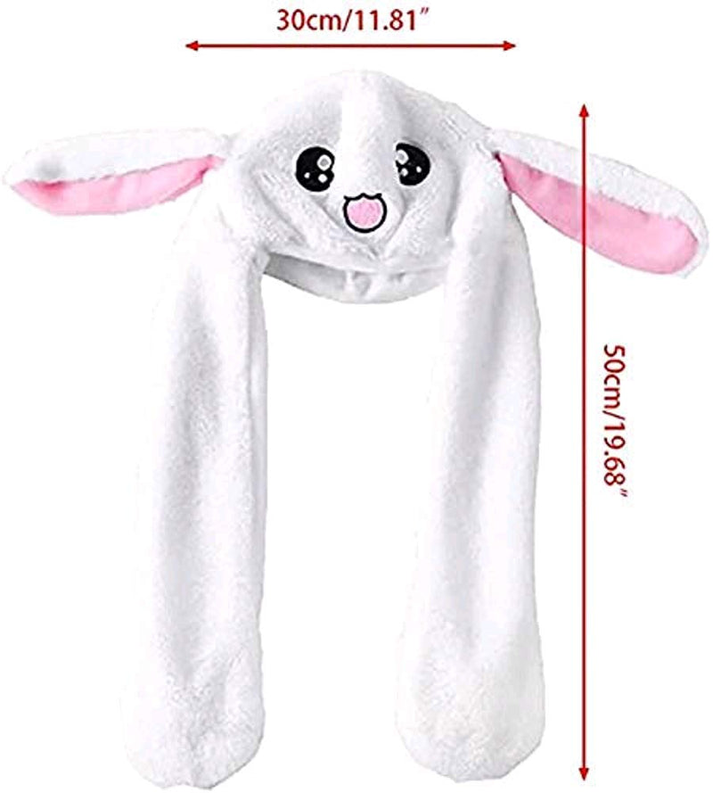 [Australia] - Rabbit Hat Ear Moving Jumping Hat Funny Bunny Plush Hat Cap for Women Girls, Cosplay Christmas Party Holiday Hat (White) 