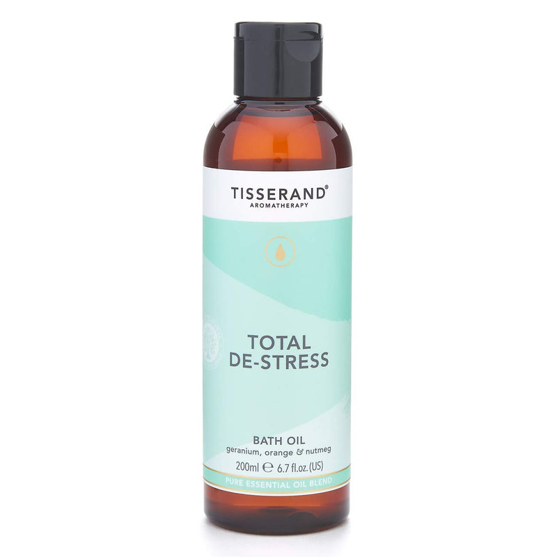 [Australia] - Tisserand Aromatherapy - Total De-Stress - Aromatherapy Bath Oil - Orange, Geranium, Nutmeg Essential Oil - 100% Natural Pure Essential Oils - 200ml 200 ml (Pack of 1) 