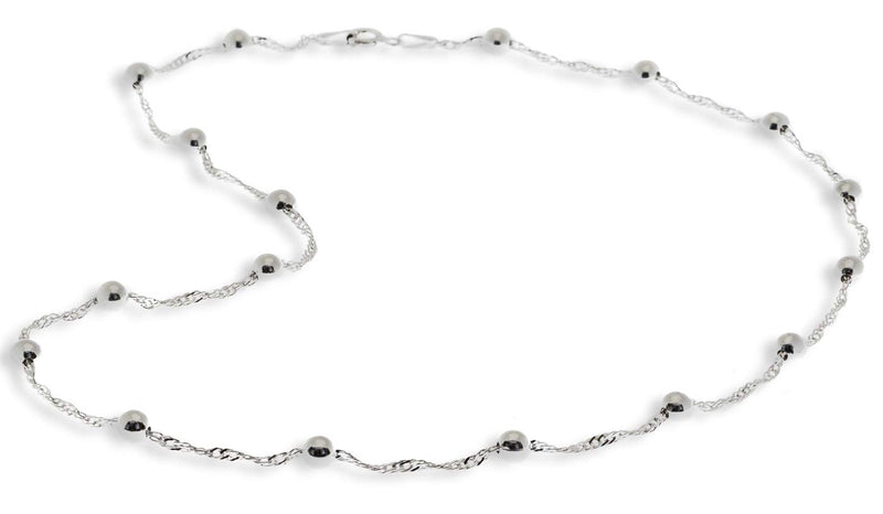 [Australia] - SilverLuxe Sterling Silver Diamond Cut Singapore Chain Anklet with Beads-Choice of Length 10" 