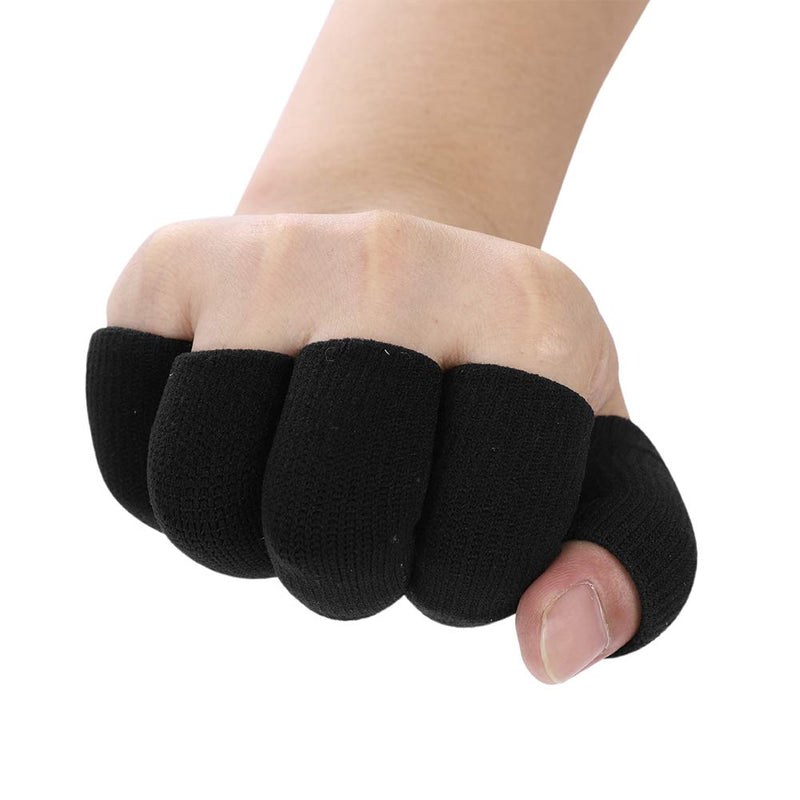 [Australia] - 20Pcs Elastic Finger Sleeves Sports Support Thumb Brace Arthritis Protector Breathable Cover for Trigger Finger, Cracking, Arthritis, Callus Black 