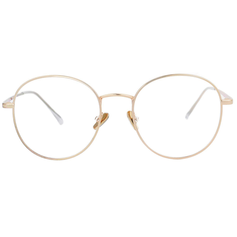 [Australia] - Blue Light Blocking Glasses for Women Men Stylish Round Metal Frame Clear Lens Eyeglasses A2 Gold 50 Millimeters 