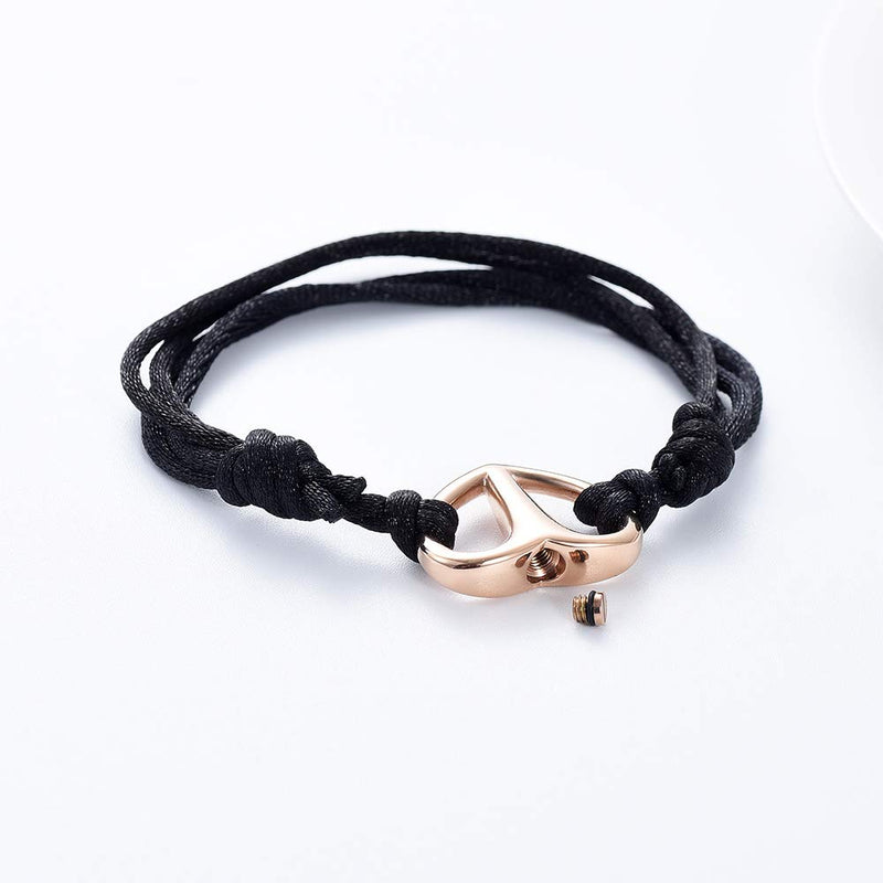 [Australia] - Cremation Bracelet for Ashes Mini Adjustable Cremation Urn Bracelet Bangle for Ashes Stainless Steel Keepsake Cremation Memorial Ash Jewelry Rose Gold thick rope 