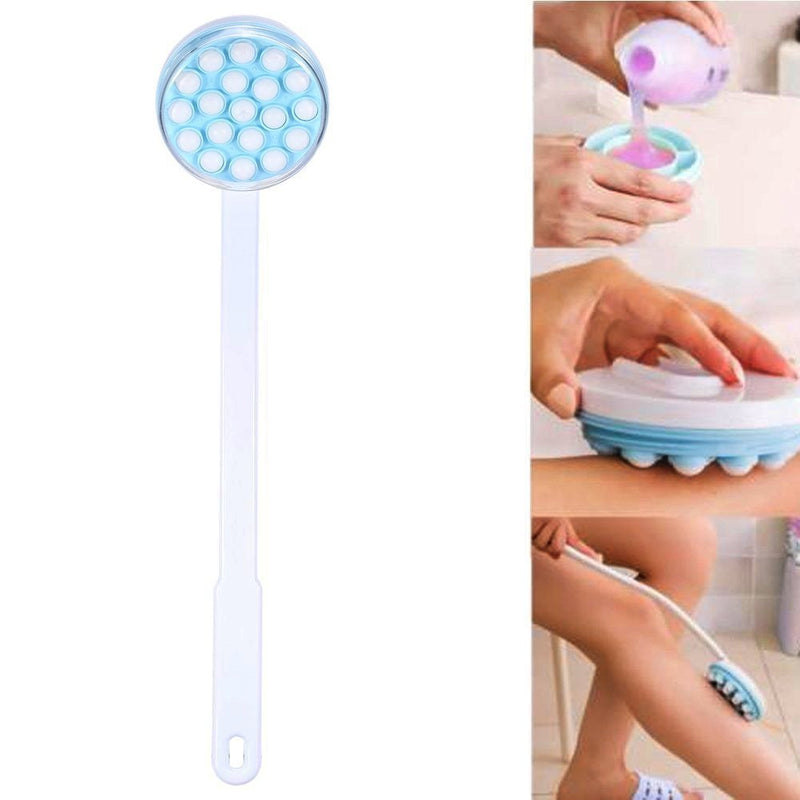 [Australia] - Back Lotion Applicator, Long Handled Back Bath Massager Easy Reach Roll-On Body Lotion Applicator Bath Brush Massager for Body Leg Feet 