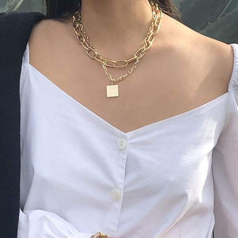 [Australia] - Gold Choker Chain Necklaces for Women Girls Teens,Paper Clip Necklace,Dainty Short Lightweight Necklace Fashion Chic Link Necklace gold color 