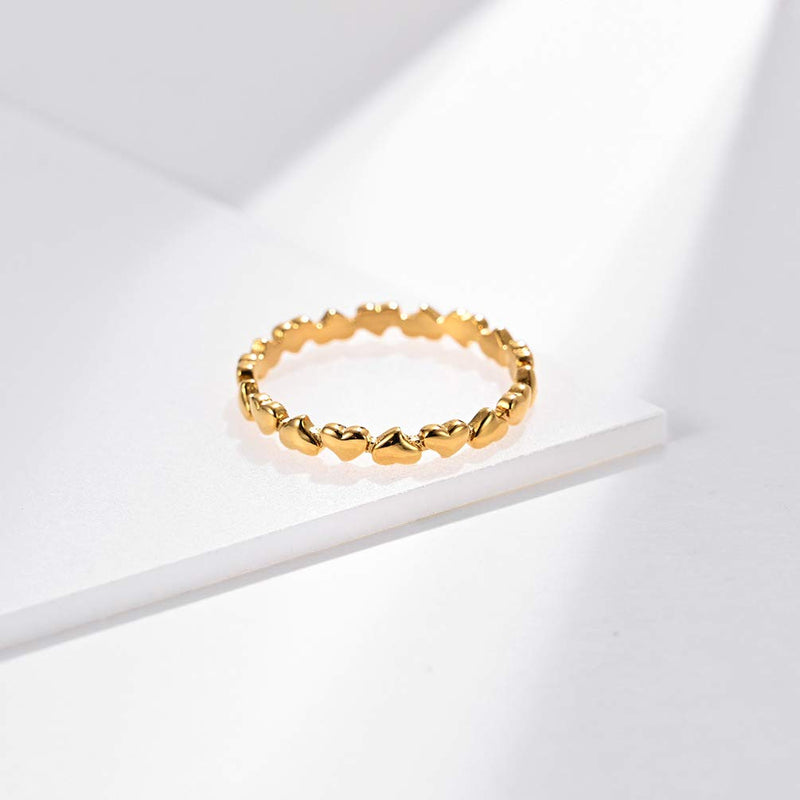[Australia] - Love Heart Ring Initial Heart Love Eternity Wedding Ring Band Promise Ring Dainty Endless Love Stacking Ring Engagement Wedding Promise Ring Jewelry (Size 6-10) Gold 