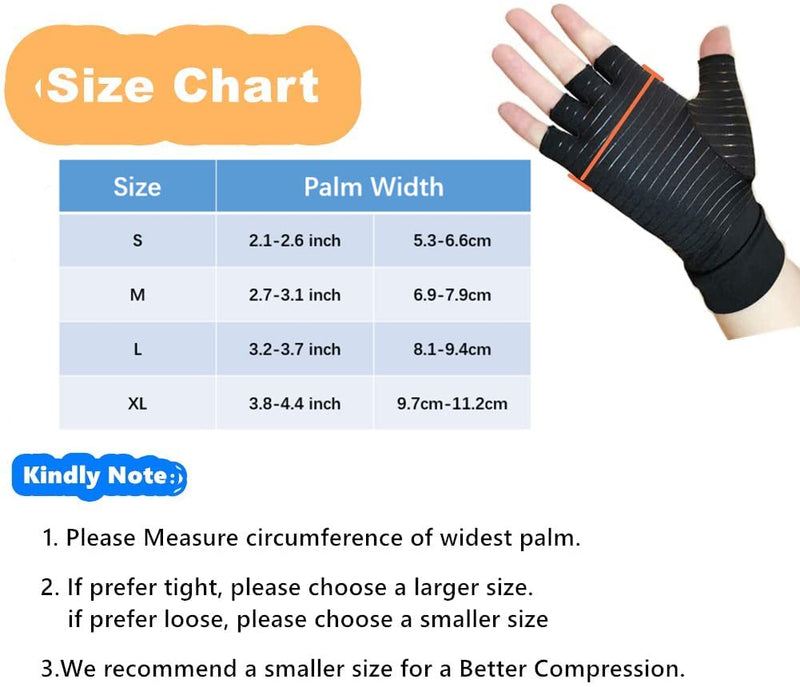 [Australia] - Copper Arthritis Compression Gloves Hands Arthritis Gloves for Pain Relief Swelling Copper Carpal Tunnel Glove Fingerless Medium 