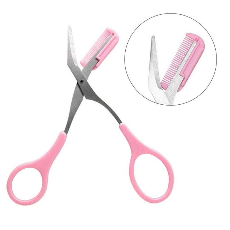 [Australia] - Portable Stainless Steel Eyebrow Trimmer Scissors Combs Eyebrow Scissors Comb Women Girl Eyebrow Removal Tools (2Pcs) 