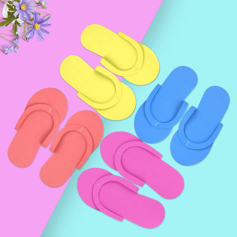 [Australia] - Hysagtek 12 Pairs Disposable Slippers Shower Sand Pedicure Beach Light Weight Foam Flip Flops, Sandals Random Color 