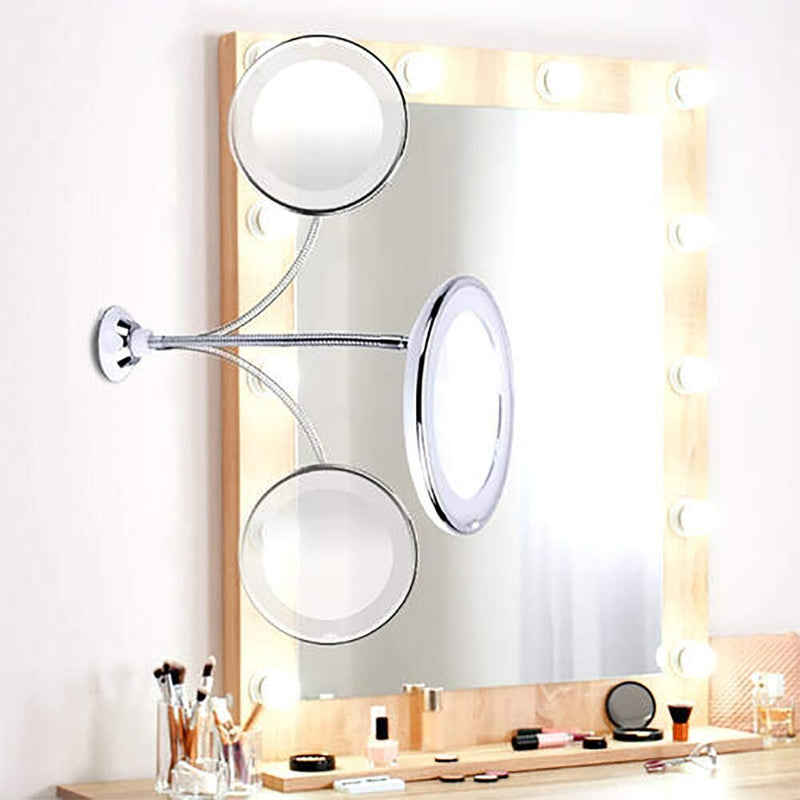 [Australia] - ZETA Travel Bathroom Vanity Natural Led Makeup Mirror Silver 7X 