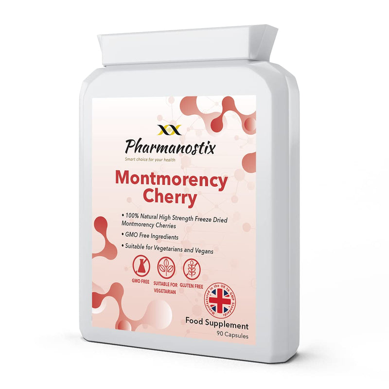 [Australia] - Montmorency Cherry - 90 Vegan Capsules - 3000mg Daily Serving of High Strength Freeze Dried- with Natural Vitamin A, C, B6 and E- Manufactured in The UK 