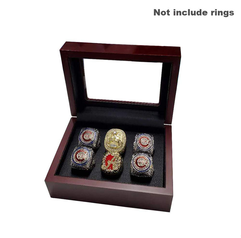 [Australia] - Wooden Championship Ring Storage Box Heavy Porous Display Case Jewelry Organizer Without Ring (9 Holes) 9 Holes 