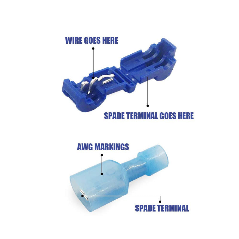 [Australia] - (60 Pcs/ 30 Pairs) MCIGICM T-Tap Wire Connectors, T Tap Electrical Connectors Quick Wire Splice Taps and Insulated Male Quick Disconnect Terminal 