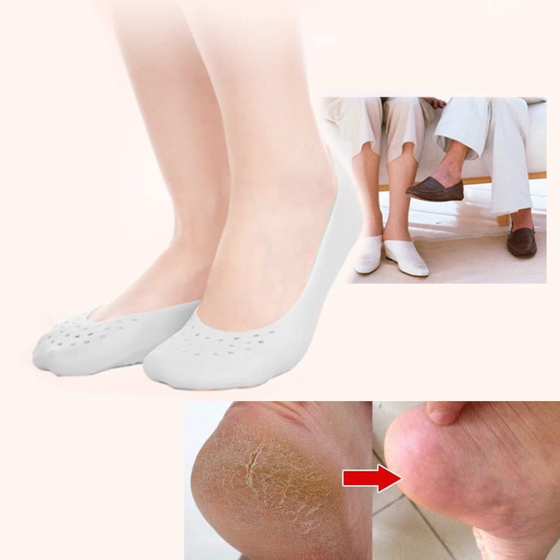 [Australia] - 1Pair Silicone Socks Foot Protector Full Length Foot Silicone Gel Socks Moisturizing Cracked Skin Care for Foot Care(S) S 