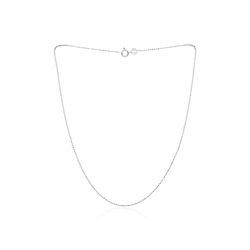 [Australia] - Sea of Ice Sterling Silver 1mm Round Ball Bead Chain Necklace for Women, Size 14" - 36" Italy 18.0 Inches 