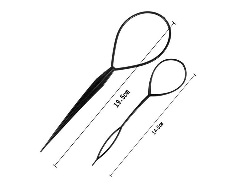 [Australia] - 2PCS 1 Large +1 Small Black Hair Styers Styling Hairdressing Accessories Hair Pull Needle Dish Braid Ponytail Maker Braiding Tool for Women Lady Girls 