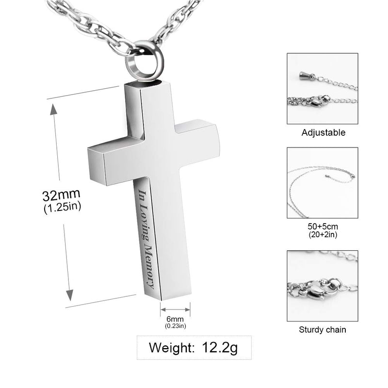 [Australia] - XIUDA Jewelry Cross Urn Necklace Pendant Memorial Ash Jewelry for mom & dad silver 