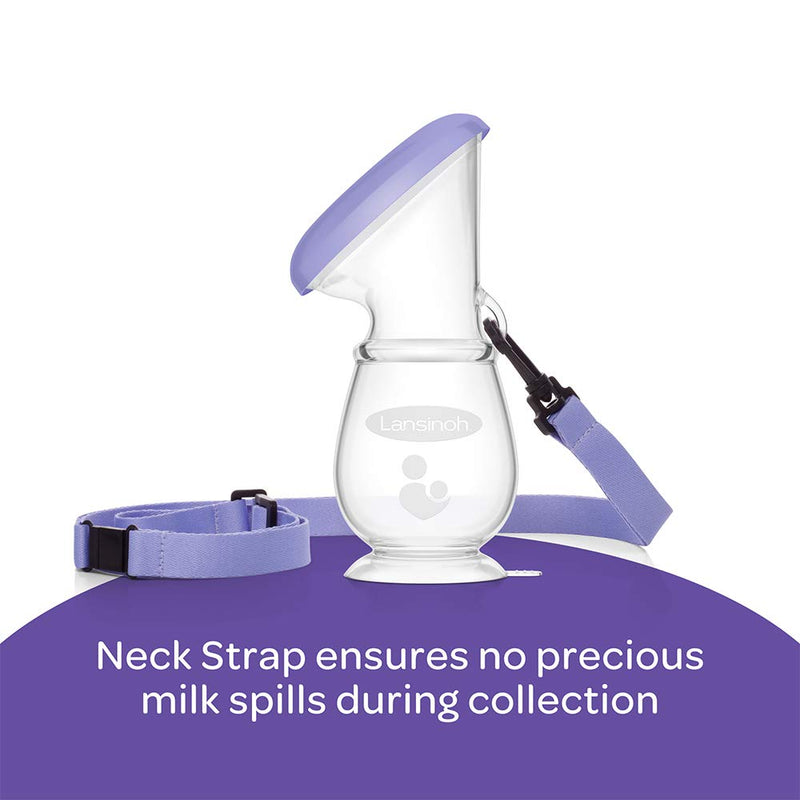 [Australia] - Lansinoh Breastmilk Collector Breastpump for Excess Breast Milk from Breastfeeding Mums BPA BPS Free 100% Silicone with Lid & Neck Strap, Transparent 