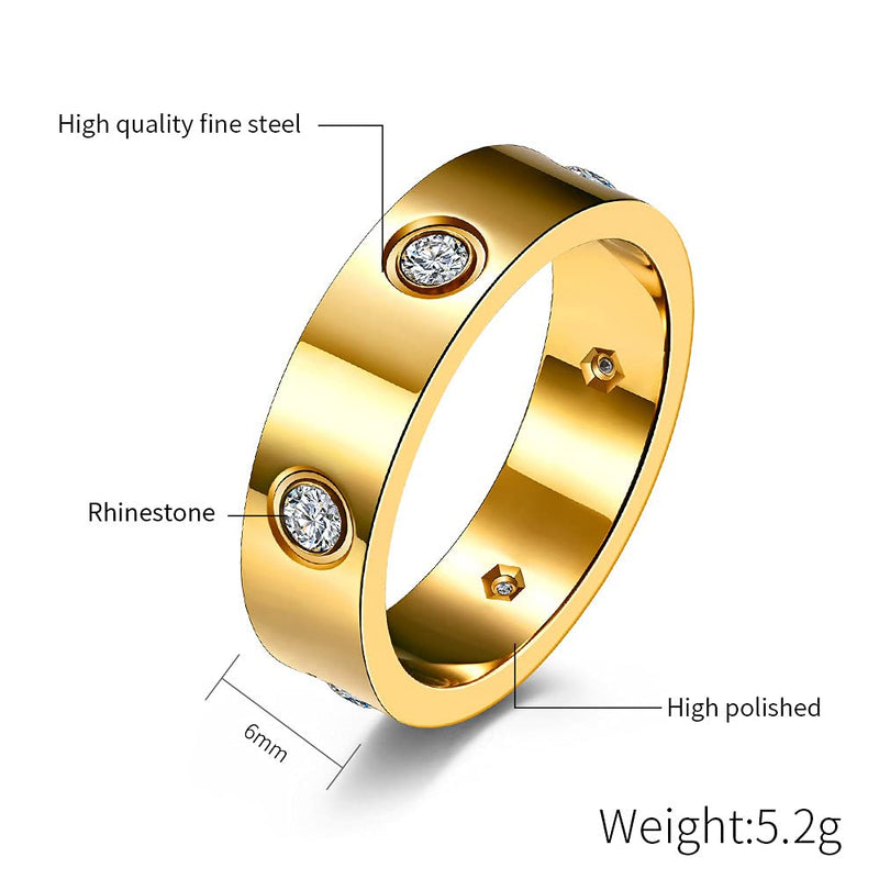 [Australia] - Wedding Bands 18K Gold Filled Rings Cubic Zirconia Stones Stackable Promise Rings for Women and Men Fashion Classic Ring Gold Band Comfort Fit Size 6 to 10 7 