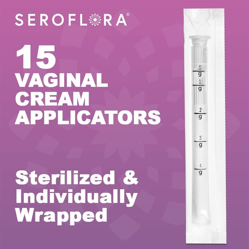 [Australia] - Seroflora Disposable Vaginal Cream Applicators - Fits Premarin, Estrace, Preseed and Most OTC Gels, Lubricants, and Creams - Threaded End, Comfort Tip, and Dosage Markings (15 pack) 