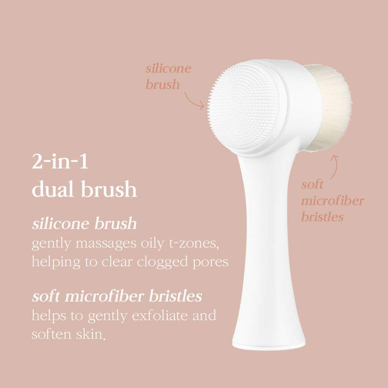 [Australia] - NOONI Pore Cleansing Manual Dual Face Brush | 2-in-1 Soft Bristle & Silicone Facial Cleansing Brush for Exfoliating and Deep Pore Cleansing | Korean Skincare Tools 