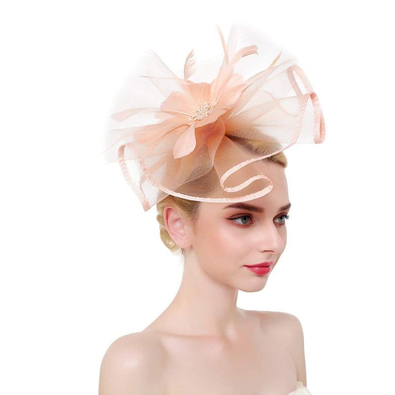 [Australia] - Fascinator Hat 20s Pillbox Hat Cocktail Tea Party Top Hat Derby Kentucky Wedding Headwear for Girls and Women D-champagne 